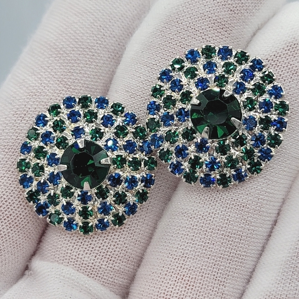 Blue & Green Crystal Earrings #2465